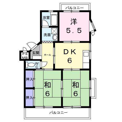 レジデンス栄II(3DK/2階)の間取り写真