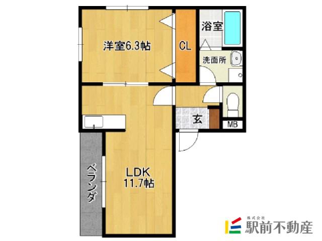 グランディール宮ノ陣(1LDK/3階)の間取り写真
