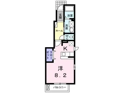 ジェルメブリーゼ(1K/1階)の間取り写真