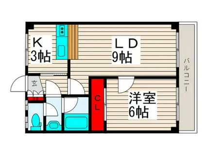 オオギセントラルプラザ(1LDK/2階)の間取り写真