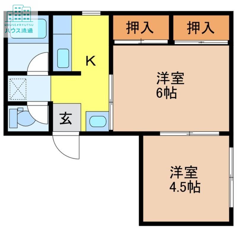 栄隆ハウス(2K/1階)の間取り写真