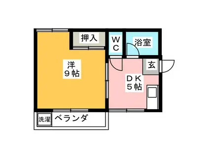 巾クレスト(1DK/2階)の間取り写真