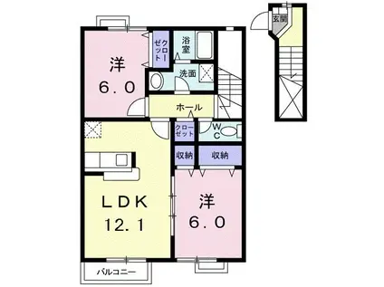 夢が丘ガーデンハイツ I(2LDK/2階)の間取り写真