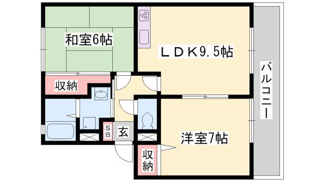 ソレジオ新町(2LDK/2階)の間取り写真