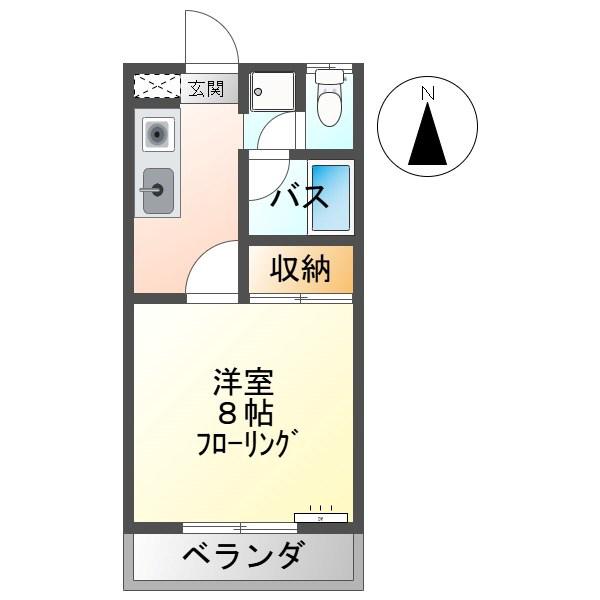 保屋野ハイツ(1K/2階)の間取り写真