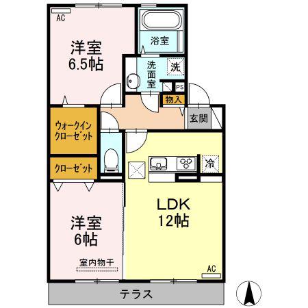 グレース ソシア A棟(2LDK/1階)の間取り写真
