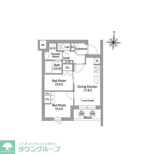 コンフォリア・リヴ南品川(2DK/1階)の間取り写真