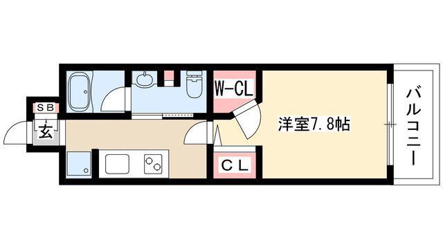 フレールコート東別院(1K/11階)の間取り写真