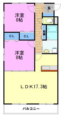 クレアシオン(2LDK/3階)の間取り写真