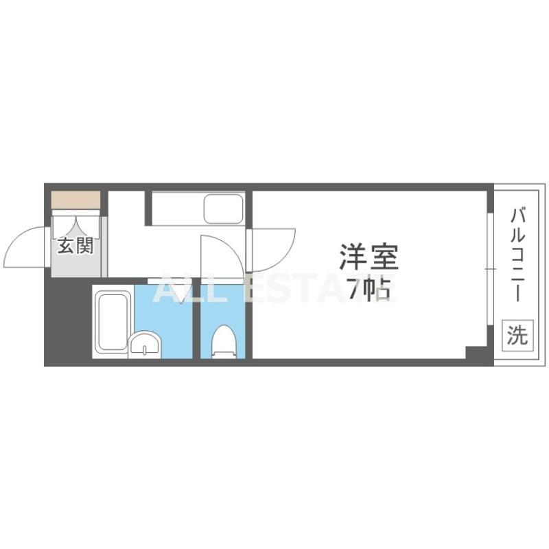 ボナールサジキ(1K/4階)の間取り写真