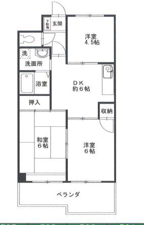 神山ビル(3DK/4階)の間取り写真