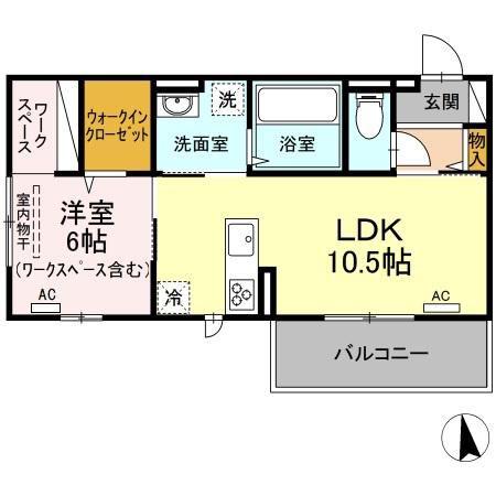 ハムステッドガーデン(1LDK/2階)の間取り写真