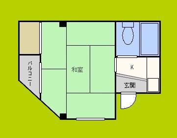 ボンジュール福島(1K/1階)の間取り写真