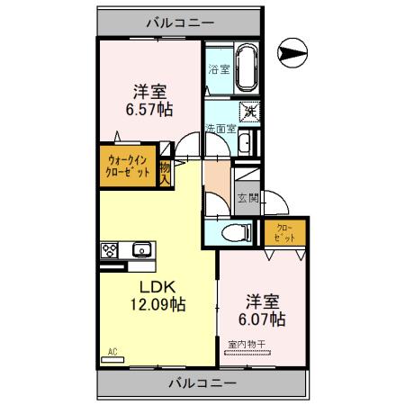 SINFARIA YUZATO C棟(2LDK/2階)の間取り写真