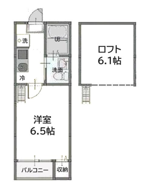 STAGE福沢町(1K/1階)の間取り写真