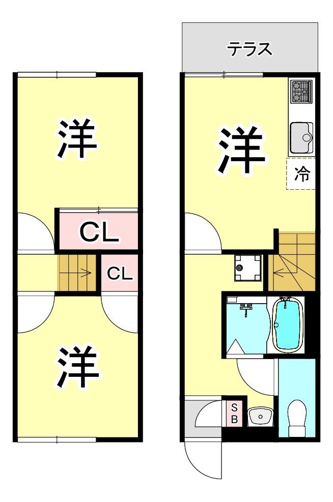 レオパレス広田(2DK/1階)の間取り写真