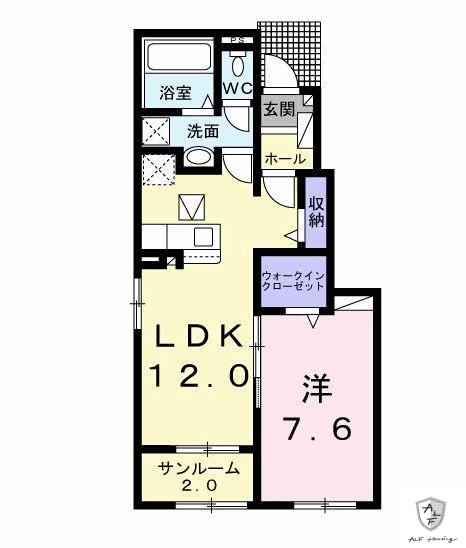 アップルフォレストI(1LDK/1階)の間取り写真