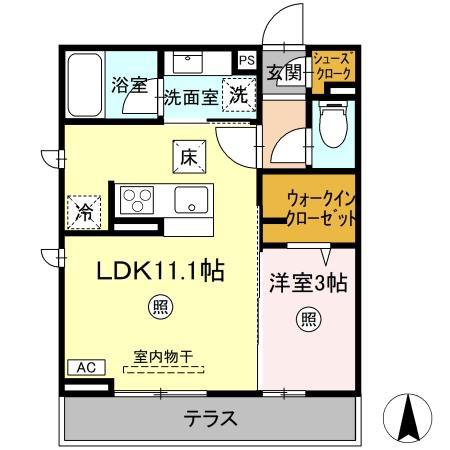 ピエドリオ(1LDK/1階)の間取り写真