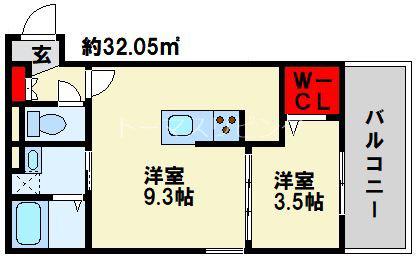 D-ROOM下富野(1LDK/1階)の間取り写真