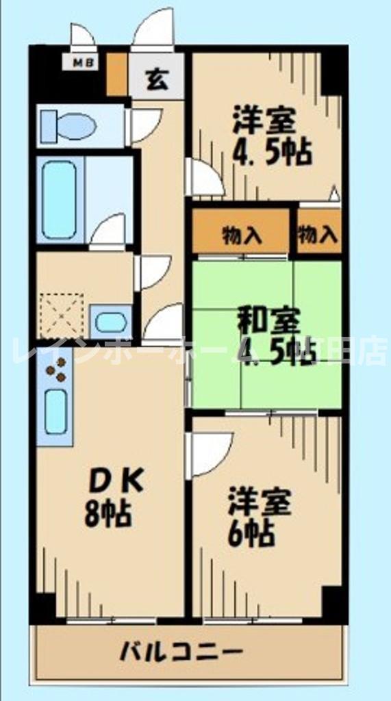 ライオンズプラザ相模大野2番館(3DK/3階)の間取り写真