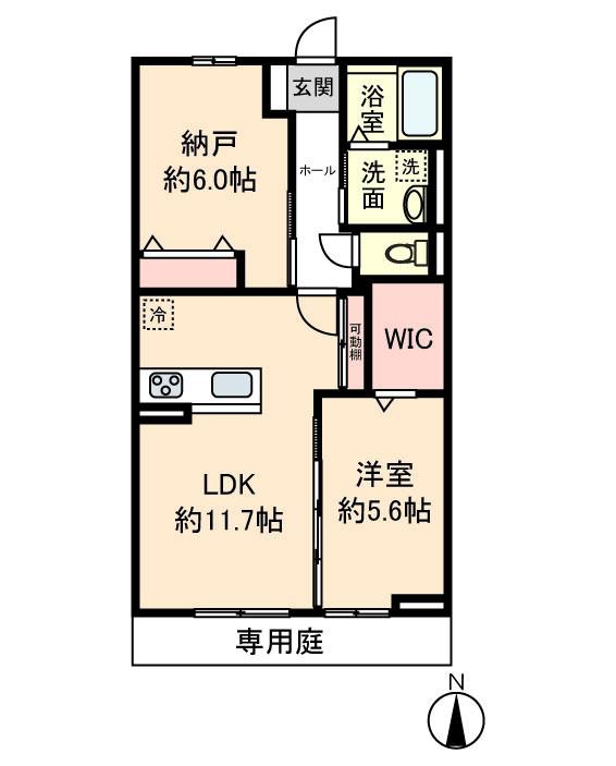 グレースメゾン背戸口(1SLDK/1階)の間取り写真