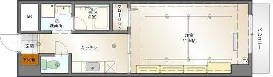 グランデージ則武(1K/5階)の間取り写真