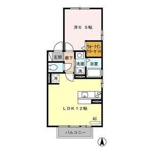 ESPOIR YUTAKA(1LDK/2階)の間取り写真