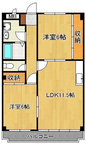 サンヴィレッジ宮園(2LDK/2階)の間取り写真