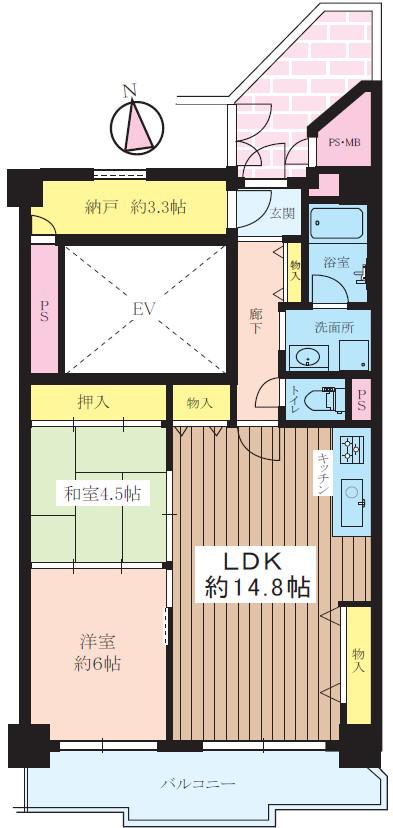 ユニライフ北大阪2号棟(2SLDK/13階)の間取り写真
