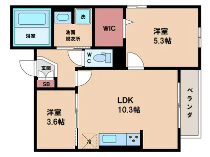 スペチアーレ万代(2LDK/3階)の間取り写真