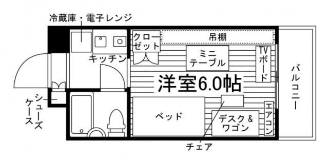 カローレ茨木(1K/2階)の間取り写真
