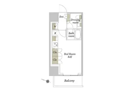 プライムメゾン白金台タワー(ワンルーム/8階)の間取り写真