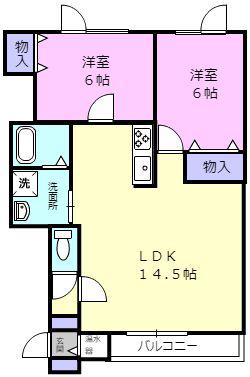 プレシャスビレッジIII(2LDK/1階)の間取り写真