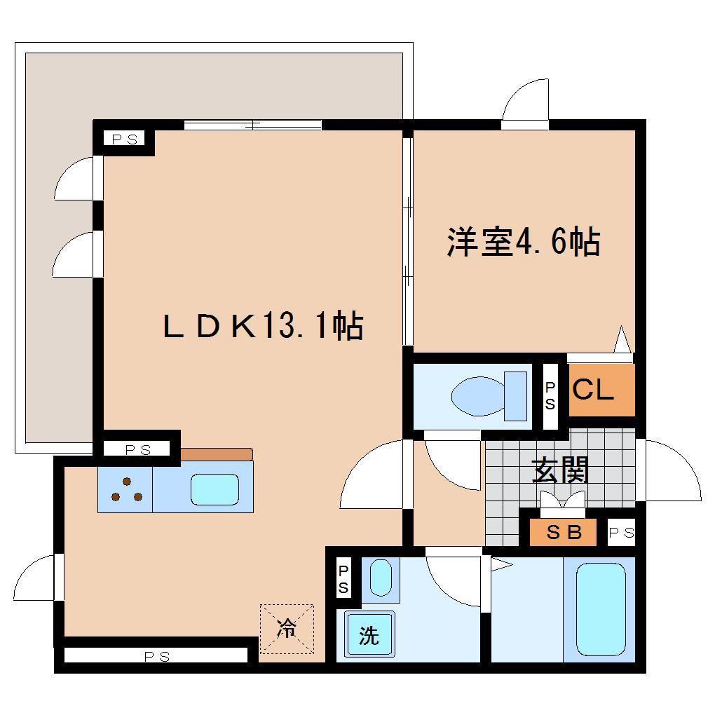 LUANA・AIR・RESIDENCE宮町(1LDK/2階)の間取り写真