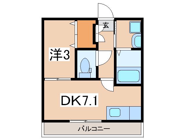 アンボワーズ(1DK/1階)の間取り写真