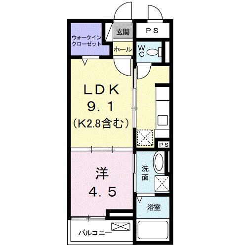 ラ フエンテ(1LDK/1階)の間取り写真