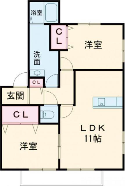 フラッツァ ドゥーズ A (2LDK/3階)の間取り写真