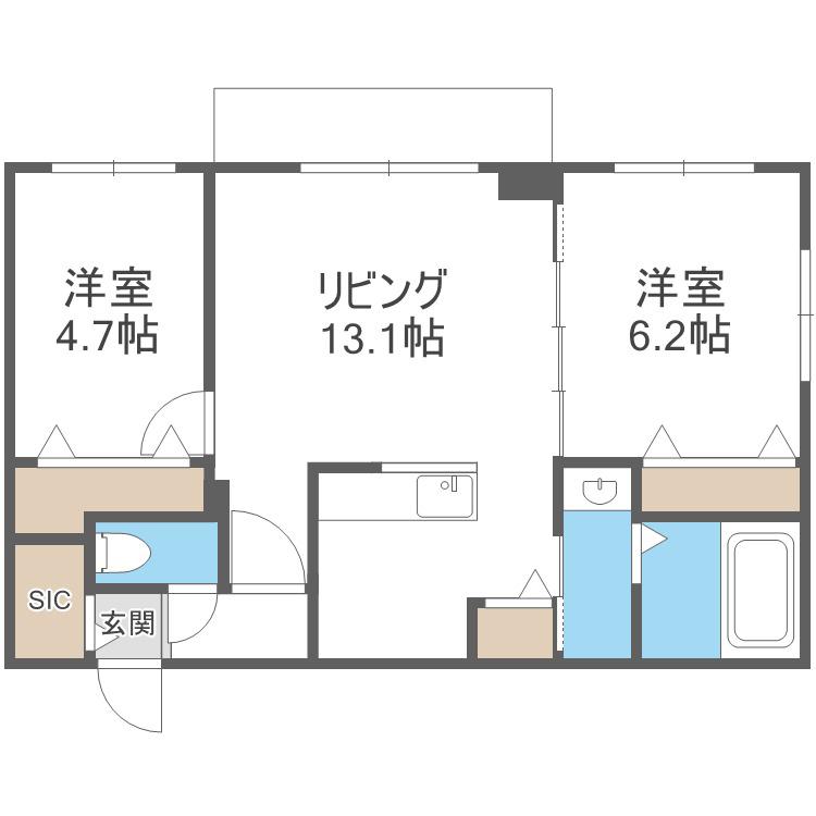 AUGUSTA伏見(2LDK/3階)の間取り写真