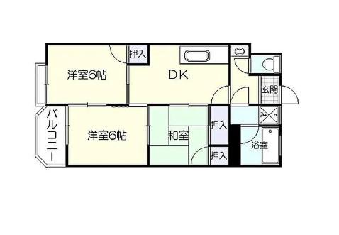 竹5マンション(3DK/1階)の間取り写真