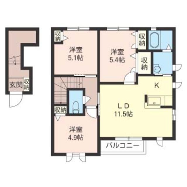 エスポワール B(3LDK/2階)の間取り写真