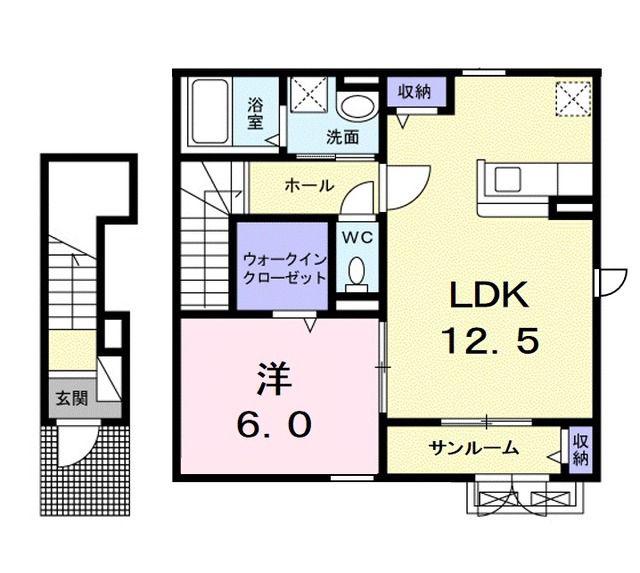 カエルムU(1LDK/2階)の間取り写真