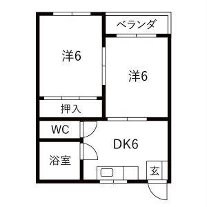明治第一ビル(2DK/2階)の間取り写真