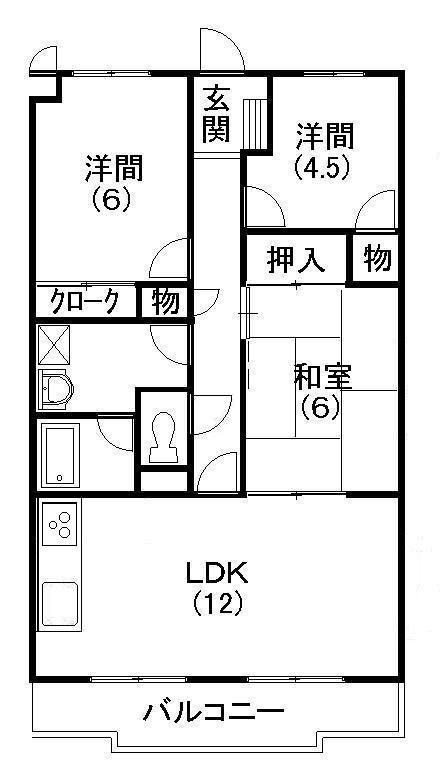 エスポワール高丘(3LDK/3階)の間取り写真