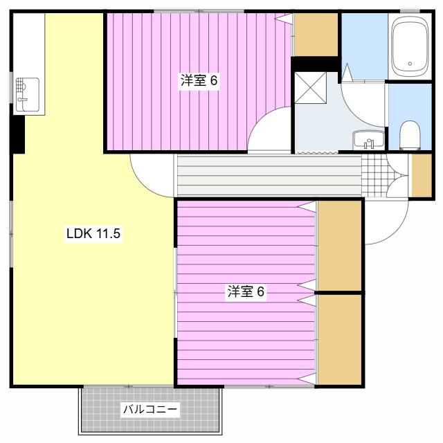 カーサA(2LDK/1階)の間取り写真