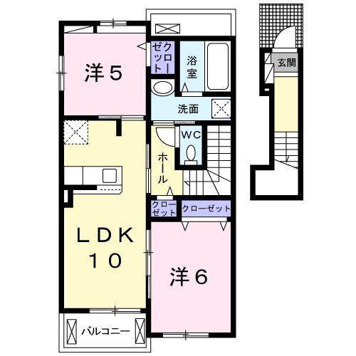 リブラD(2LDK/2階)の間取り写真