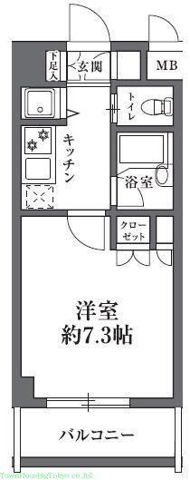 HF駒沢公園レジデンス(1K/2階)の間取り写真