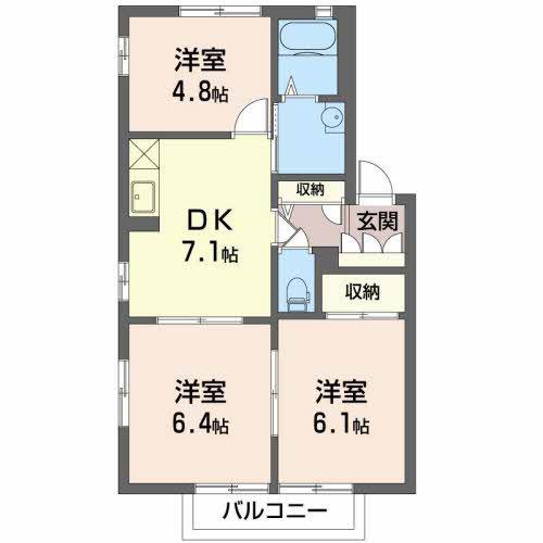 グリーンメゾン鮎沢B(3DK/2階)の間取り写真