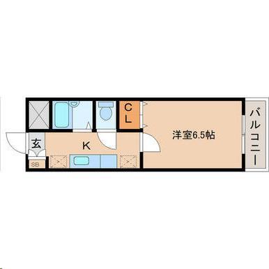 ビューファイン台原(1K/1階)の間取り写真