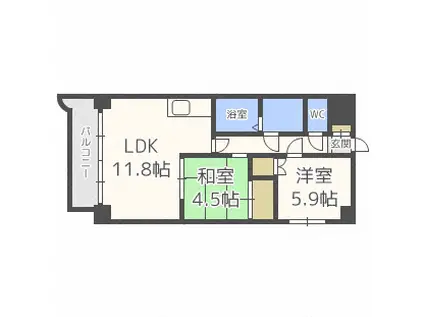 ローヤルハイツ伏古(2LDK/2階)の間取り写真