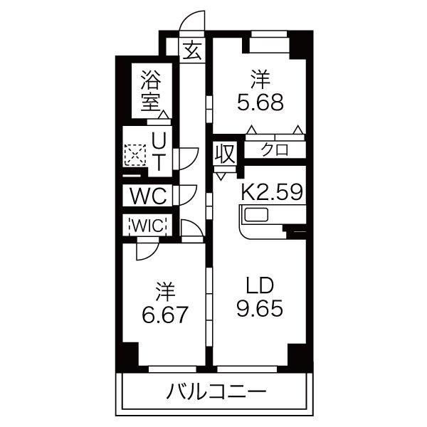 S-FORT 鶴舞 REALE(2LDK/5階)の間取り写真